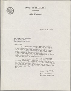 Letter from Theodore A. Custance to Edwin B. Worthen, October 8, 1945