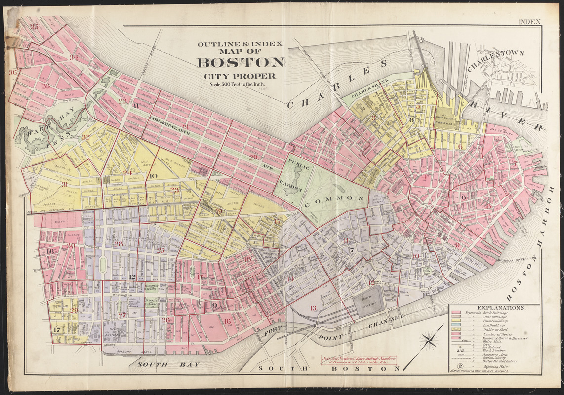 Outline & index map of Boston city proper