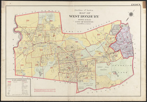 Outline and index map of West Roxbury, wards 22 & 23, city of Boston