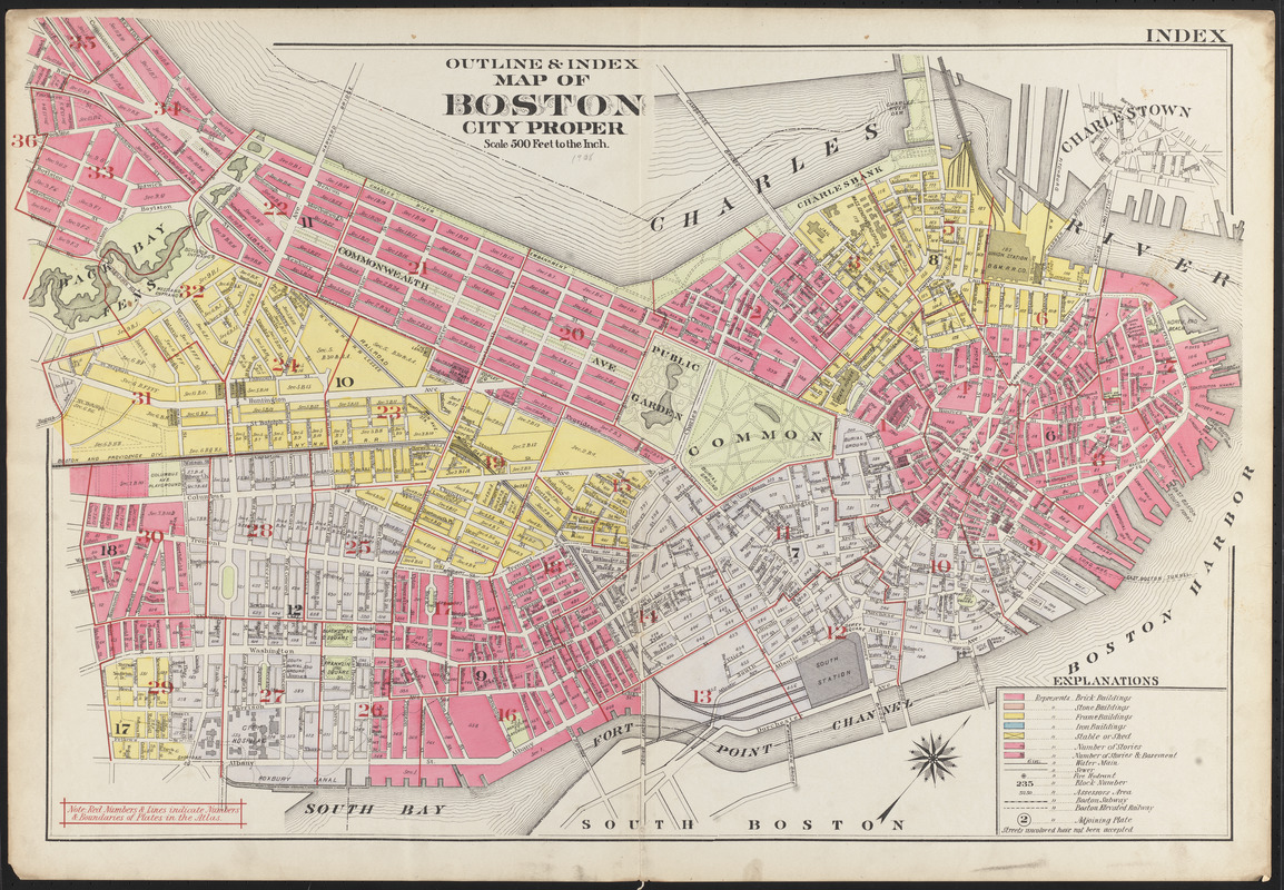 Outline & index map of Boston city proper