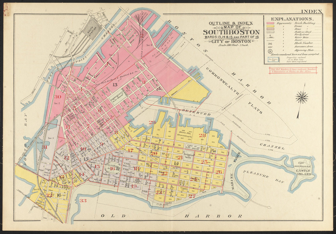 Outline & index map of South Boston, wards 13, 14, & 15, and part of 16, city of Boston