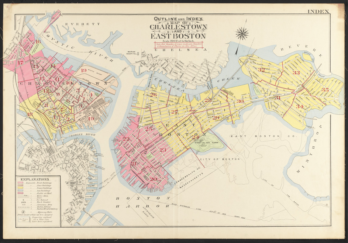 Outline and index map of Charlestown and East Boston