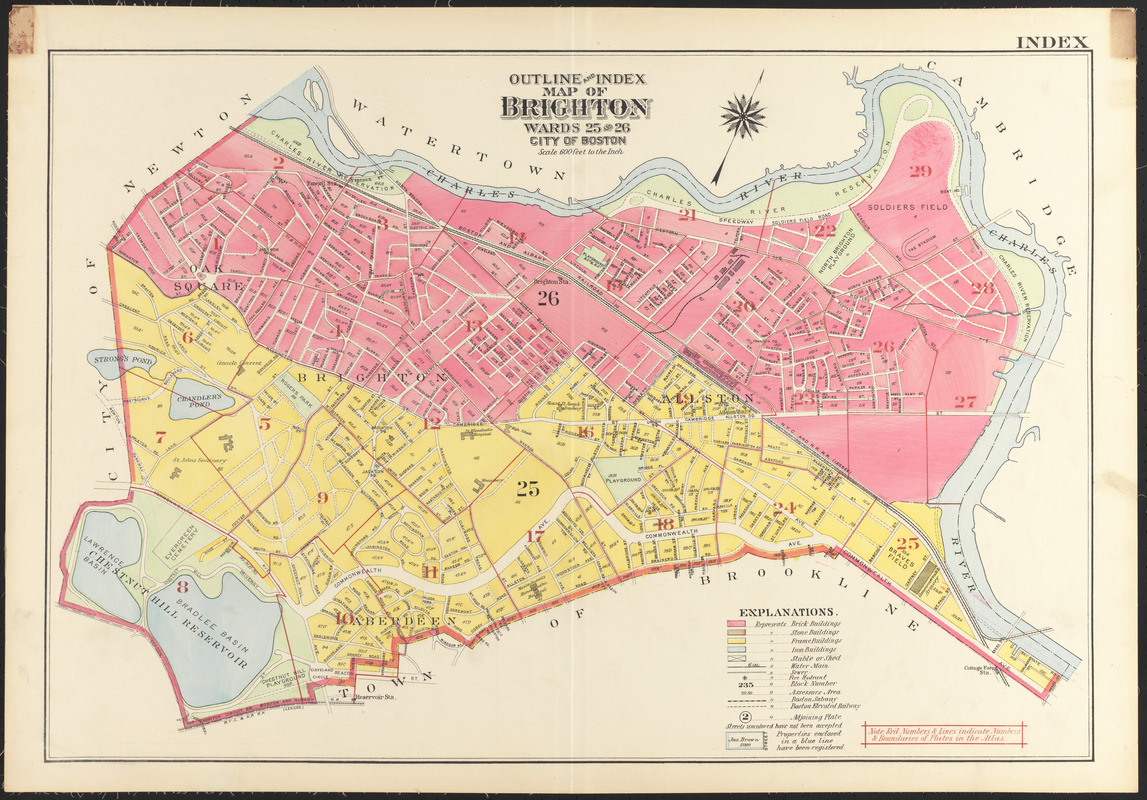 Outline and index map of Brighton, wards 25 & 26, city of Boston