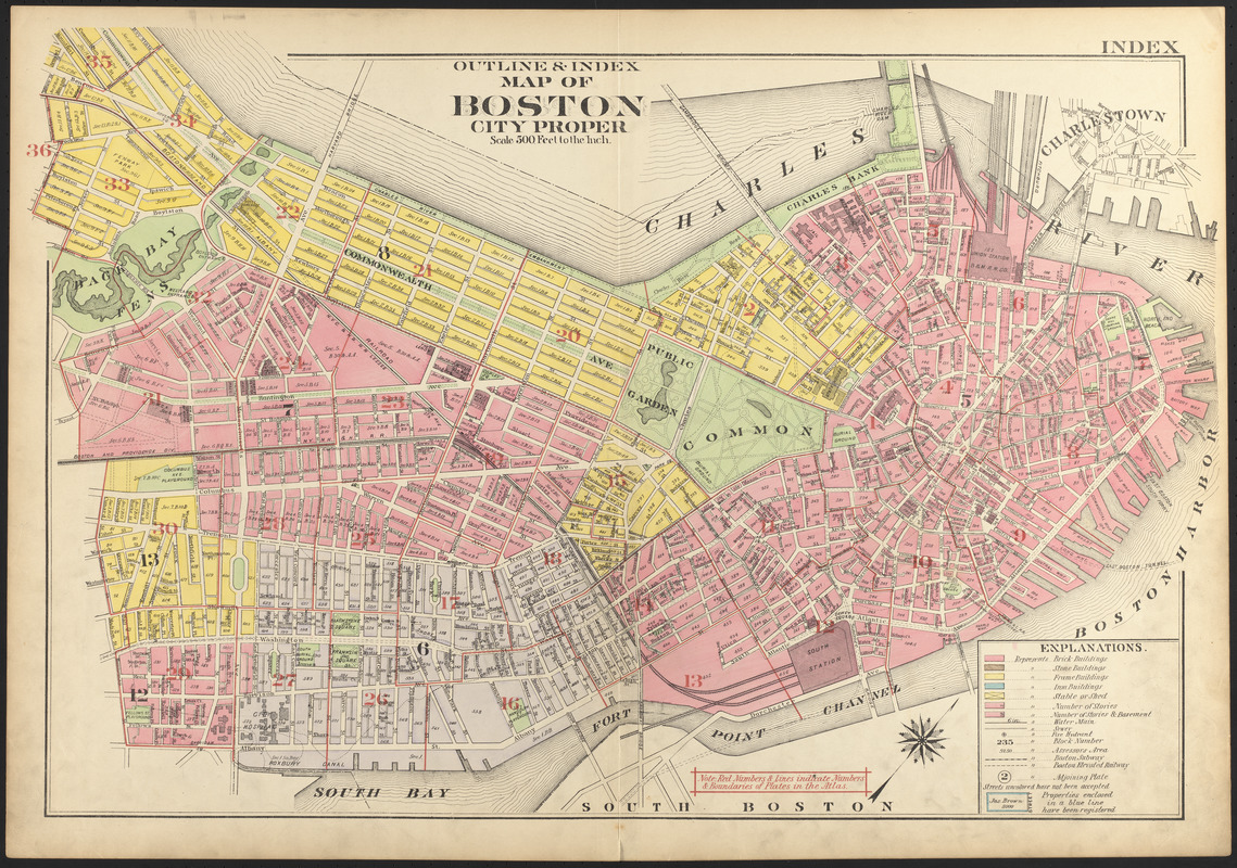 Outline & index map of Boston city proper