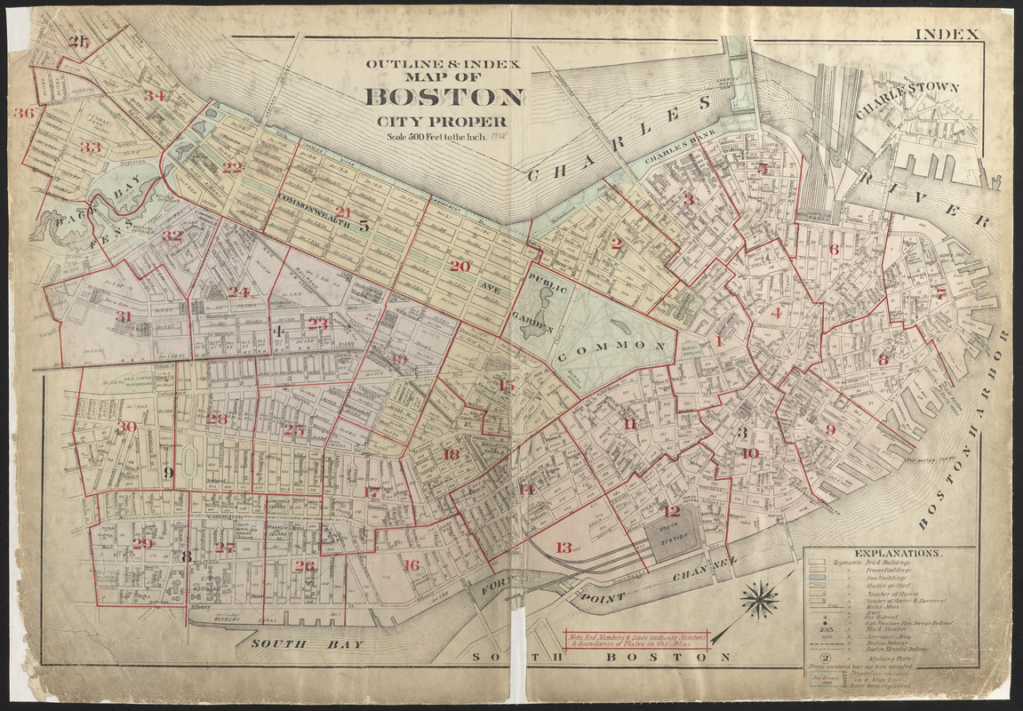 Outline & index map of Boston city proper