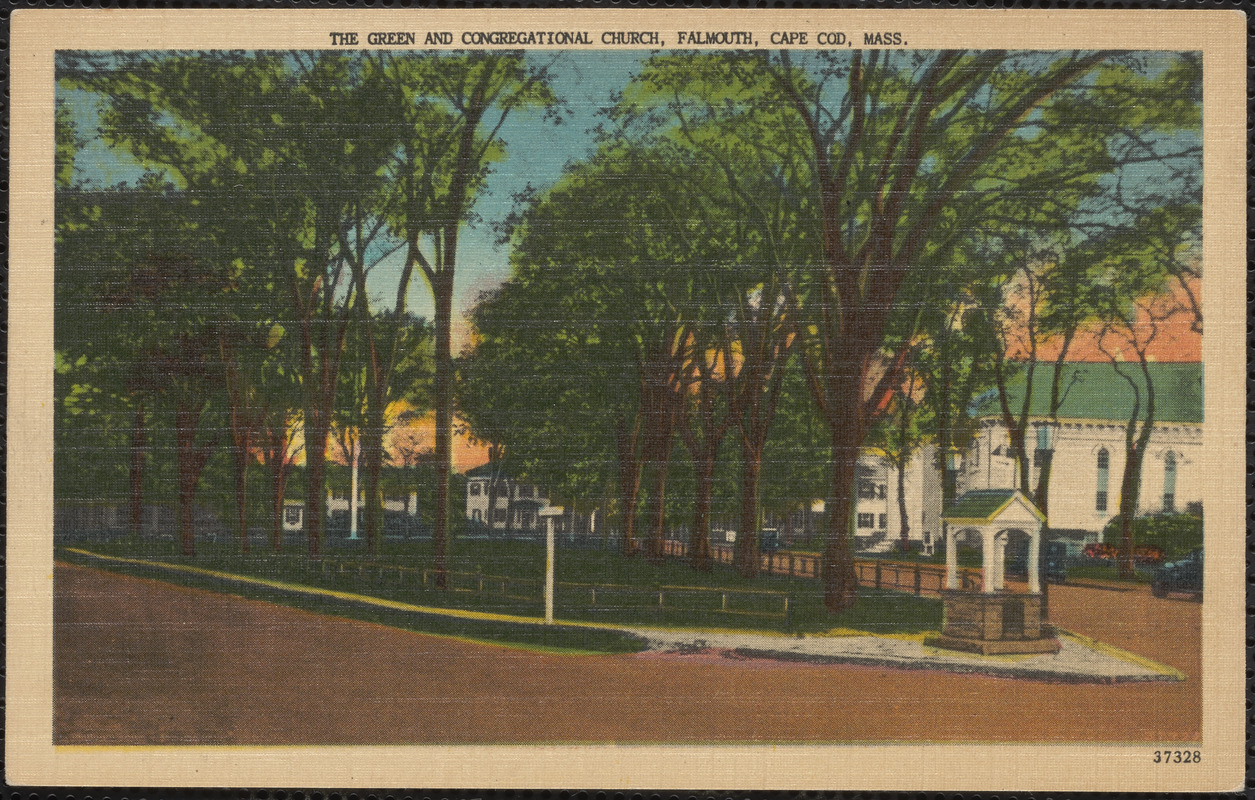 The Green and Congregational Church, Falmouth, Cape Cod, Mass.