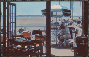 Taken from a corner of the terrace dining room of Landfall Restaurant, overlooking Woods Hole Harbor, on Cape Cod, Massachusetts
