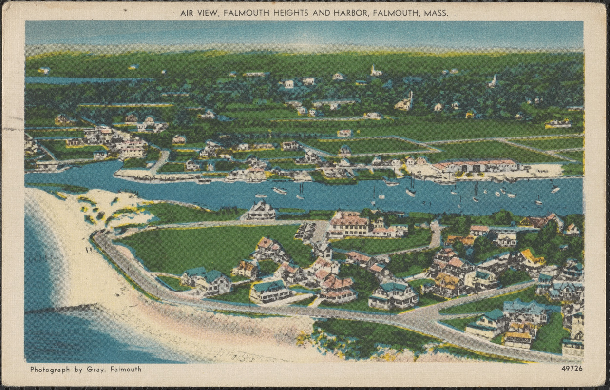 Air View, Falmouth Heights and Harbor, Falmouth, Mass.