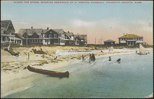 Along the Shore, Showing Residence of H. Newton Marshall Falmouth Heights, Mass.