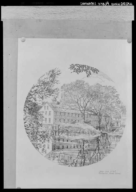 Slater Mill Wedgwood plate drawing