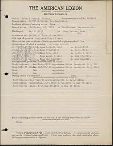 American Legion military record of Edward Connell Dooley