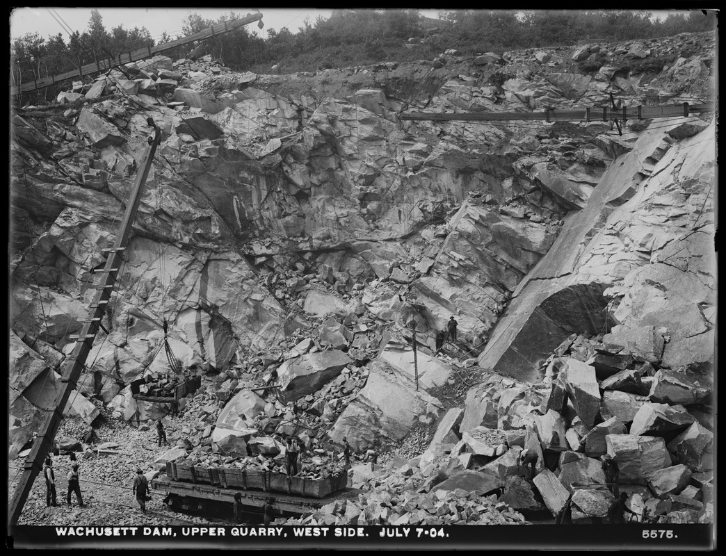 Wachusett Dam, upper quarry, west side, Boylston, Mass., Jul. 7, 1904