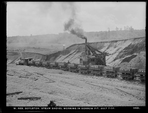 Wachusett Reservoir, steam shovel working in borrow pit, Boylston, Mass., Jul. 7, 1904