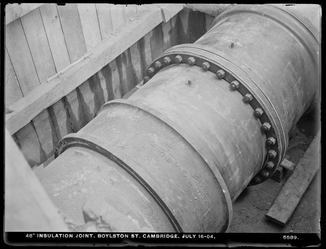 Electrolysis, Low Service Pipe Lines, Section 11, Boylston Street, 48-inch insulation joint, Cambridge, Mass., Jul. 16, 1904