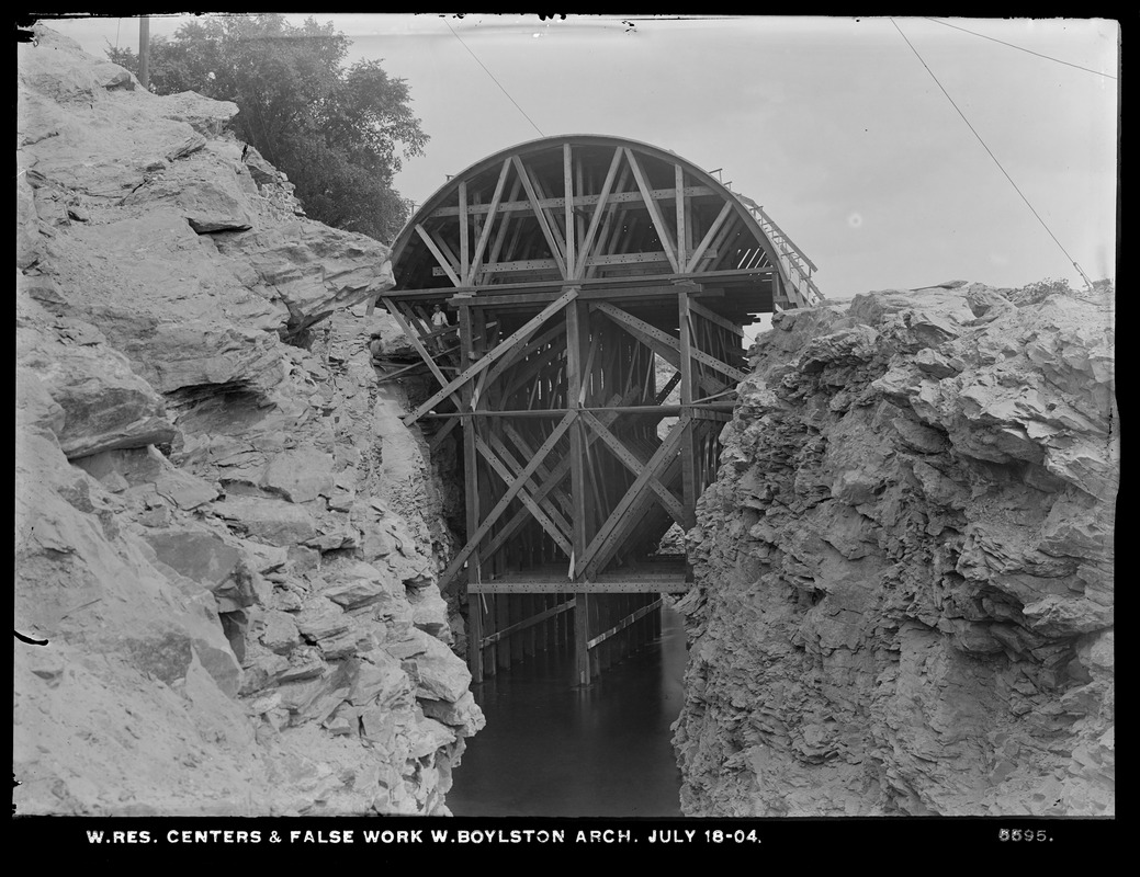 Wachusett Reservoir, West Boylston Arch, centers and false work, West Boylston, Mass., Jul. 18, 1904