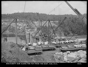 Wachusett Dam, along the top from the east, Clinton, Mass., Aug. 3, 1904