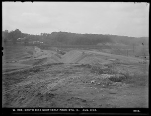 Wachusett Reservoir, South Dike, southerly from station 14, Boylston; Clinton, Mass., Aug. 3, 1904