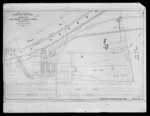 Engineering Plans, Distribution Department, Chestnut Hill Low Service Pumping Station and grounds, Piping and Drains, Acc. No. B3603, Brighton, Mass., 1906