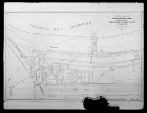 Engineering Plans, Distribution Department, Chestnut Hill High Service Pumping Station and grounds, Piping and Drains, Acc. No. B3605, Brighton, Mass., 1901