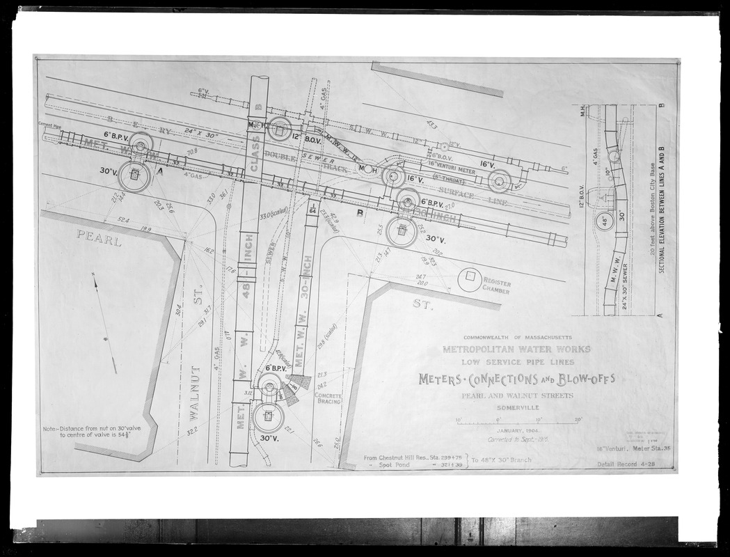Engineering Plans, Distribution Department, Low Service Pipe Lines, January 1904; September 1916; Acc. No. B3750, Mass., Sep. 1916