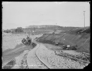 Wachusett Reservoir, North Dike, easterly portion, main cut-off trench; steam shovel work, east from station 14+50, Clinton, Mass., Nov. 1, 1898