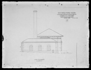 Engineering Plans, Northern High Service Spot Pond Pumping Station, plan, sheet 5, end elevation, Stoneham, Mass., Oct. 15, 1898