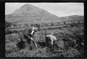 Cutting the bog, near Gweedore, Co. Donegal. Mike Mulhern, my driver, and a laborer