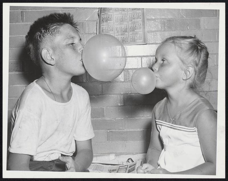 Bubble Gum contest Joseph Meighan, 11, winner Mary Margaret Gibbs, 6 - 2nd