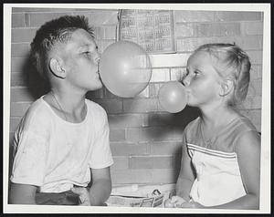 Bubble Gum contest Joseph Meighan, 11, winner Mary Margaret Gibbs, 6 - 2nd