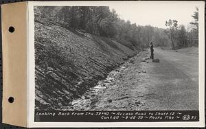 Contract No. 60, Access Roads to Shaft 12, Quabbin Aqueduct, Hardwick and Greenwich, looking back from Sta. 39+40, Greenwich and Hardwick, Mass., Sep. 28, 1938