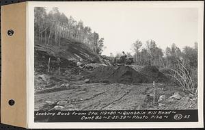 Contract No. 82, Constructing Quabbin Hill Road, Ware, looking back from Sta. 119+80, Ware, Mass., May 25, 1939