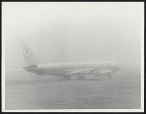 Heavy Fog Logan Airport Plane taxi's to runway this A.M.