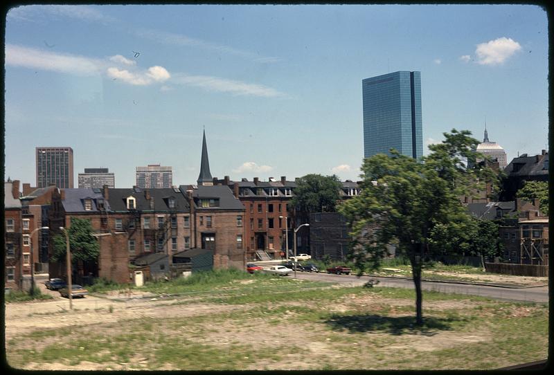 Boston buildings, the new and old John Hancock buildings on the right