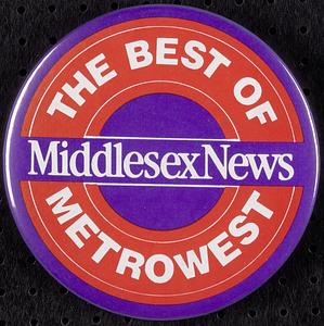 Best of Metro West button, certificate, clipping, correspondence
