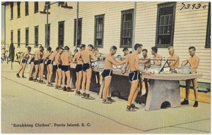 "Scrubbing Clothes", Parris Island, S. C.
