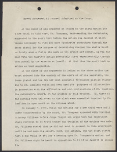 Sacco-Vanzetti Case Records, 1920-1928. Defense Papers. Agreed Statement of Counsel Submitted to the Court, n.d. Box 15, Folder 12, Harvard Law School Library, Historical & Special Collections