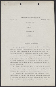 Sacco-Vanzetti Case Records, 1920-1928. Defense Papers. Requests for Rulings, n.d. Box 15, Folder 13, Harvard Law School Library, Historical & Special Collections