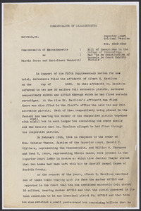 Sacco-Vanzetti Case Records, 1920-1928. Defense Papers. Bill of Exceptions, n.d. Box 15, Folder 18, Harvard Law School Library, Historical & Special Collections