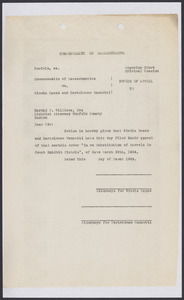 Sacco-Vanzetti Case Records, 1920-1928. Defense Papers. Notice of Appeal, March 1924. Box 15, Folder 21, Harvard Law School Library, Historical & Special Collections