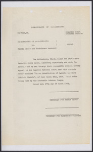 Sacco-Vanzetti Case Records, 1920-1928. Defense Papers. Appeal, March 27, 1924. Box 15, Folder 22, Harvard Law School Library, Historical & Special Collections
