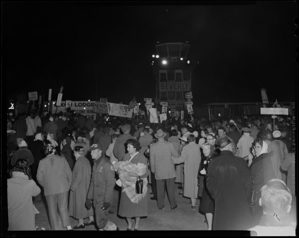 Supporters waiting to welcome Henry Cabot Lodge, Jr. at Beverly airport