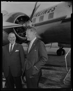 Henry Cabot Lodge, Jr. and another man in front of an airplane