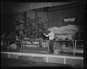 Jack Sharkey with a fishing pole at New England Sportsmen's Show