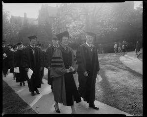 Dr. Ruth M. Adams leading academic procession at her inauguration as president of Wellesley College