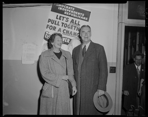 Gubernatorial candidate Christian Herter and wife Mary Pratt Herter on Election Day
