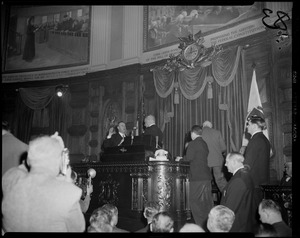 Lt. Gov. Sumner G. Whittier taking oath of office at inauguration