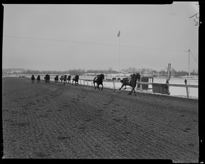 Horses racing at opening of Lincoln Downs, Rhode Island