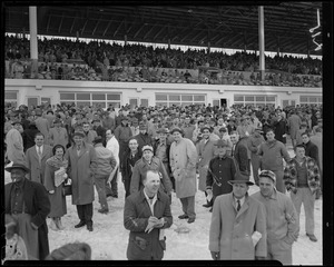 Crowd in the stands at opening of Lincoln Downs, Rhode Island