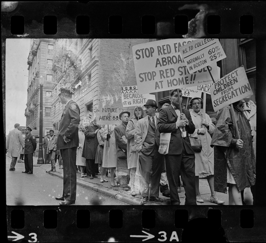 Anti-segregation protest at Boston School Committee headquarters