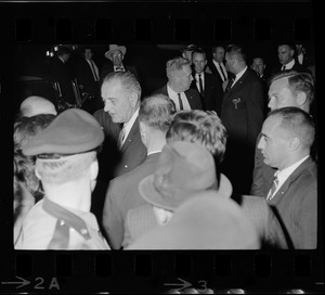 President Lyndon B. Johnson and Lt. Gov. Francis Bellotti at Logan Airport